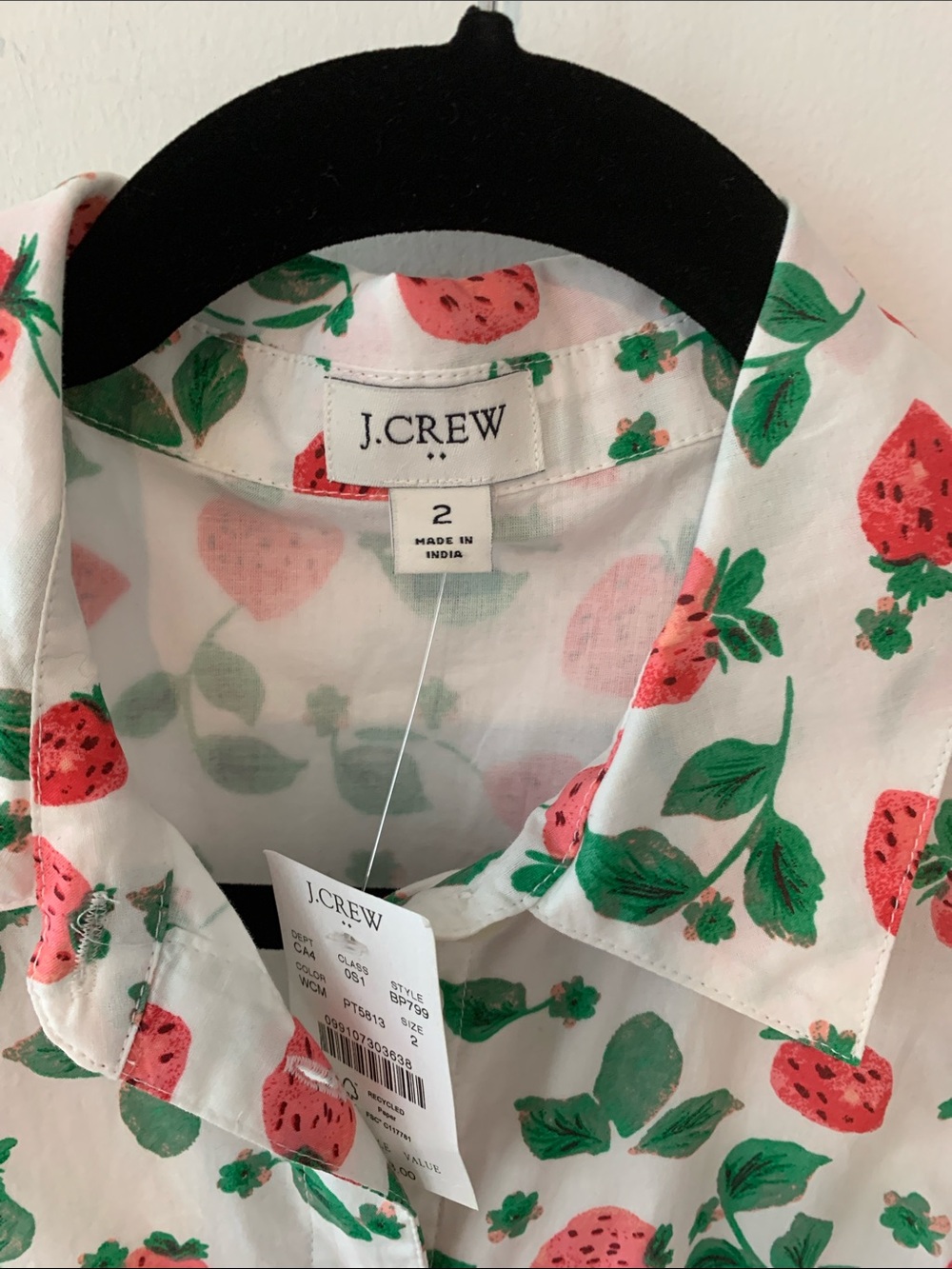 J Crew Sleeveless Collared Midi shirtDress in White Strawberry Print 2 NWT - Picture 2 of 11